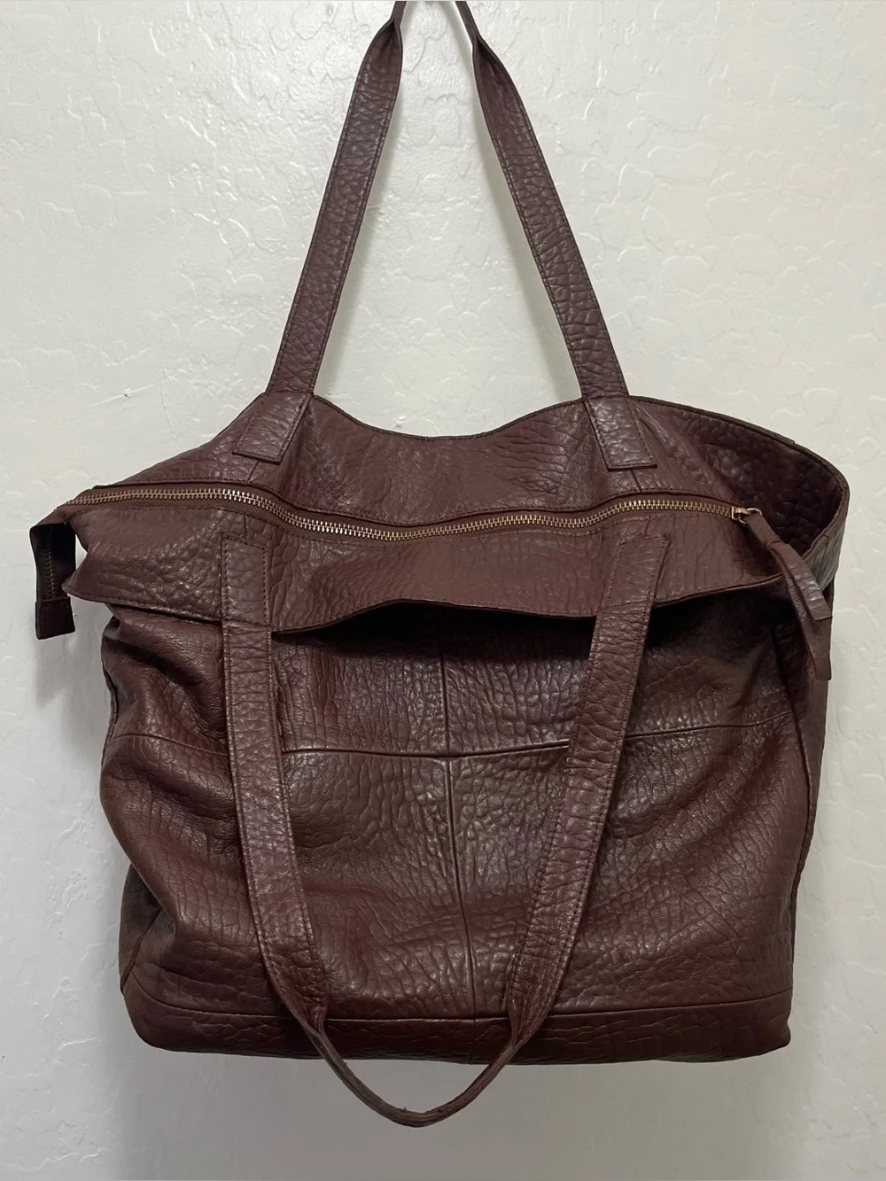 Anthropologie Everyday Leather Tote Bag Brown Chocolate Slouchy Shoulder Hobo